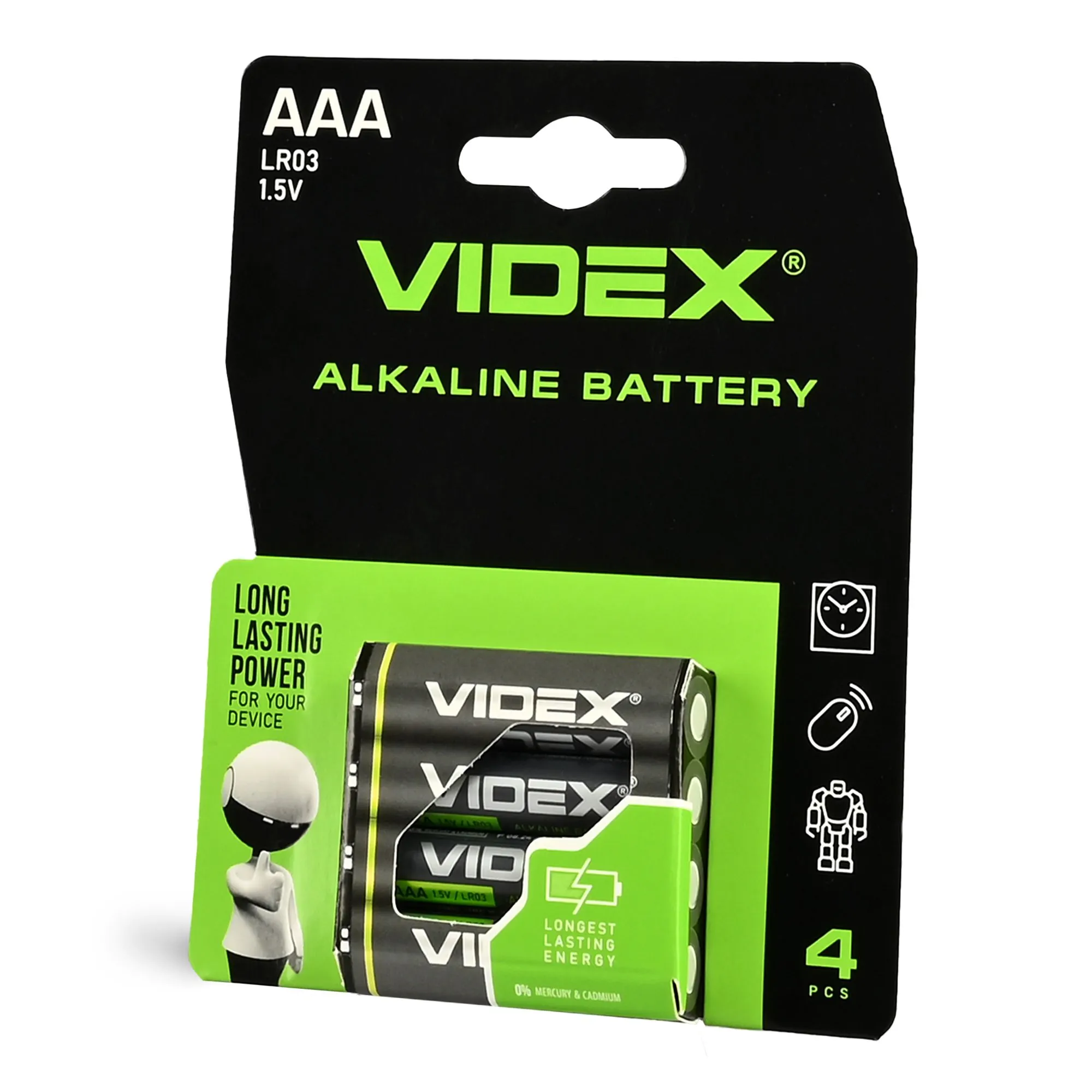 ⭐ Baterie alkaliczne VIDEX AAA LR03 4 szt. ⭐