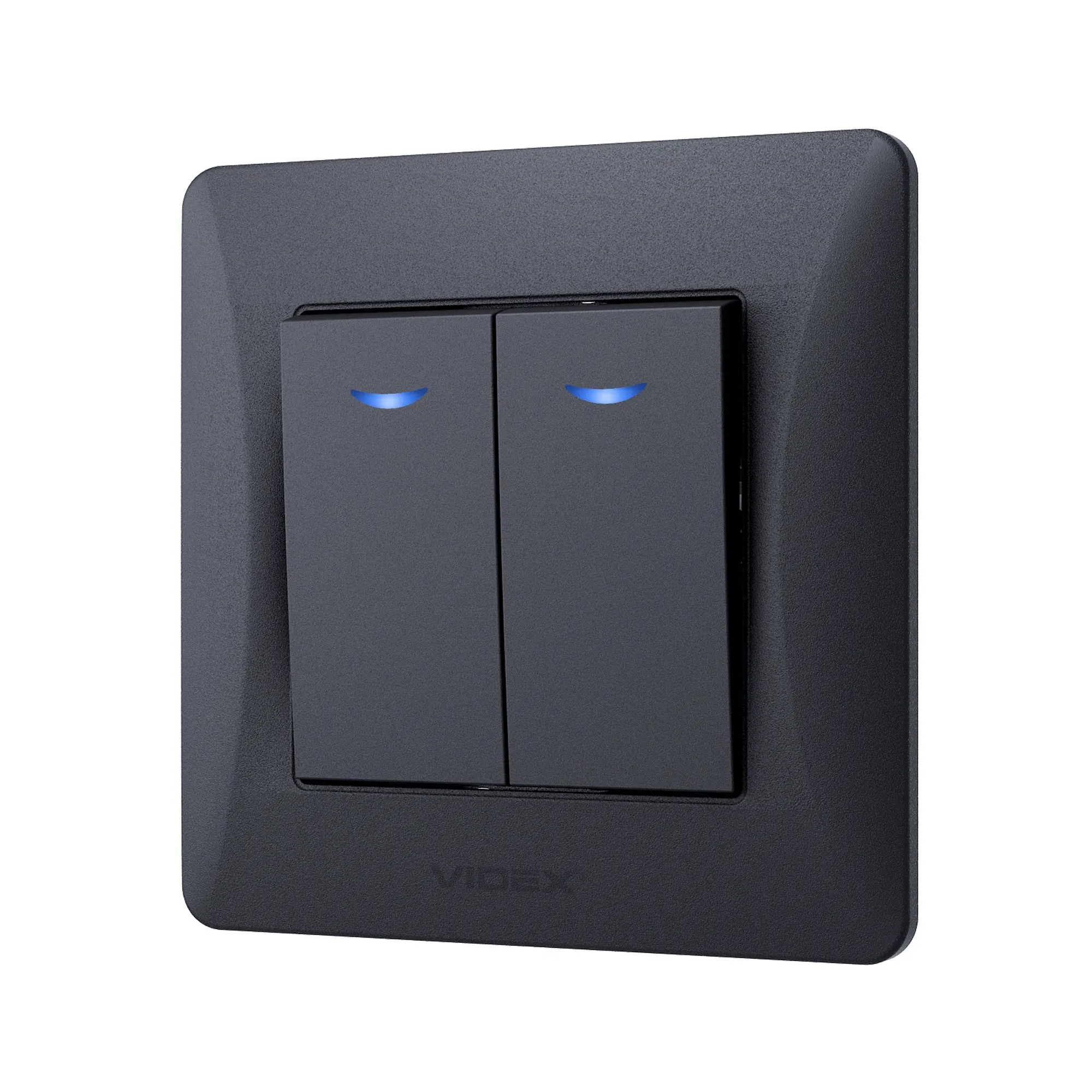 ⭐ Włącznik podwójny z podświetleniem LED czarny grafit BINERA ⭐