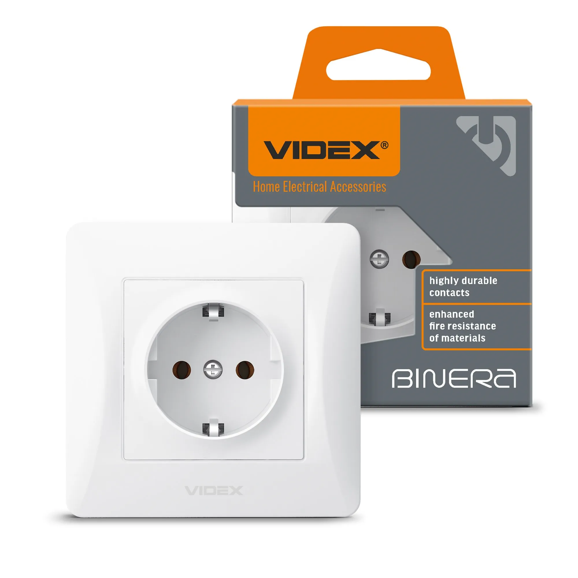 ⭐ Gniazdo pojedyncze schuko białe VIDEX BINERA ⭐