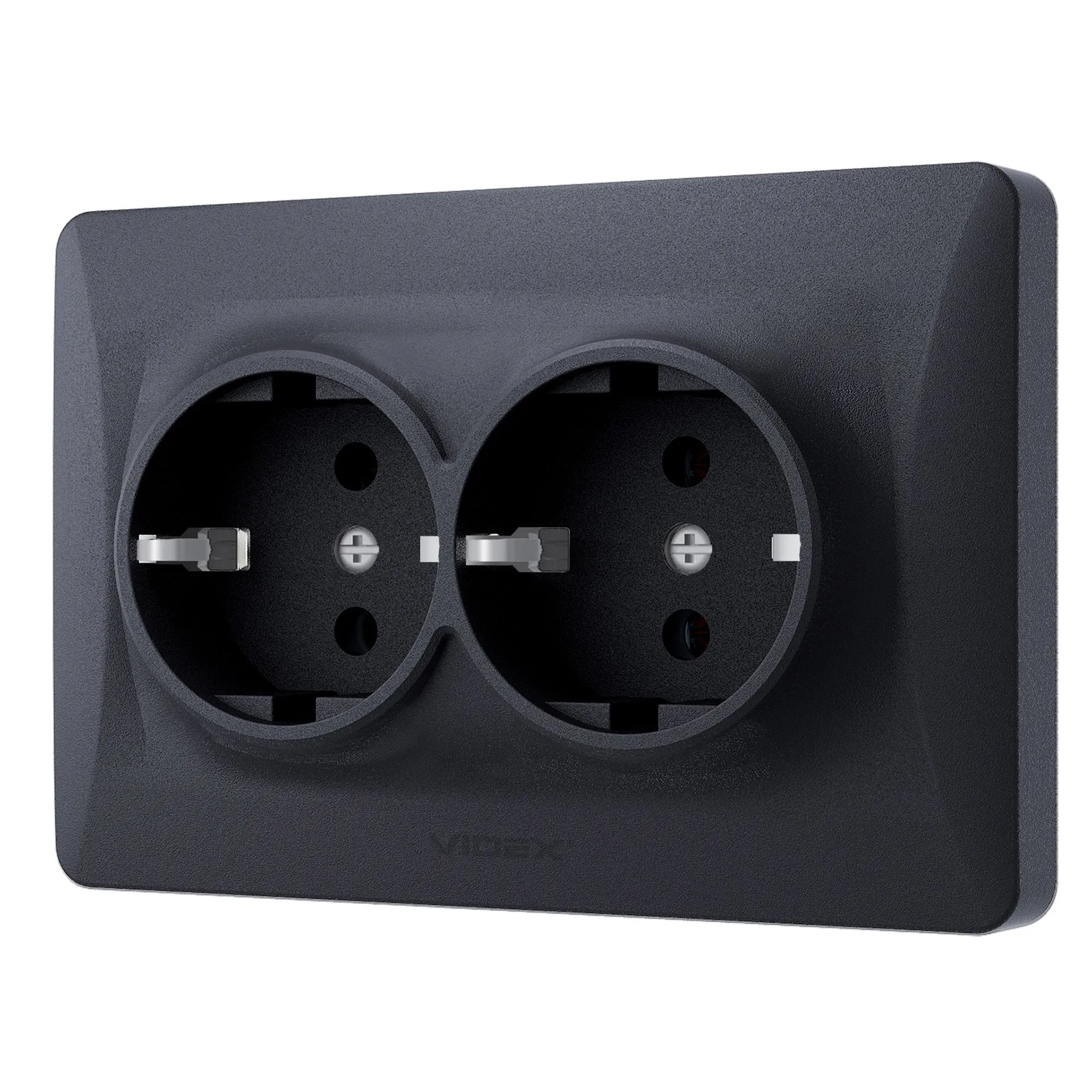⭐ Podwójne gniazdo schuko czarne grafitowe VIDEX BINERA ⭐