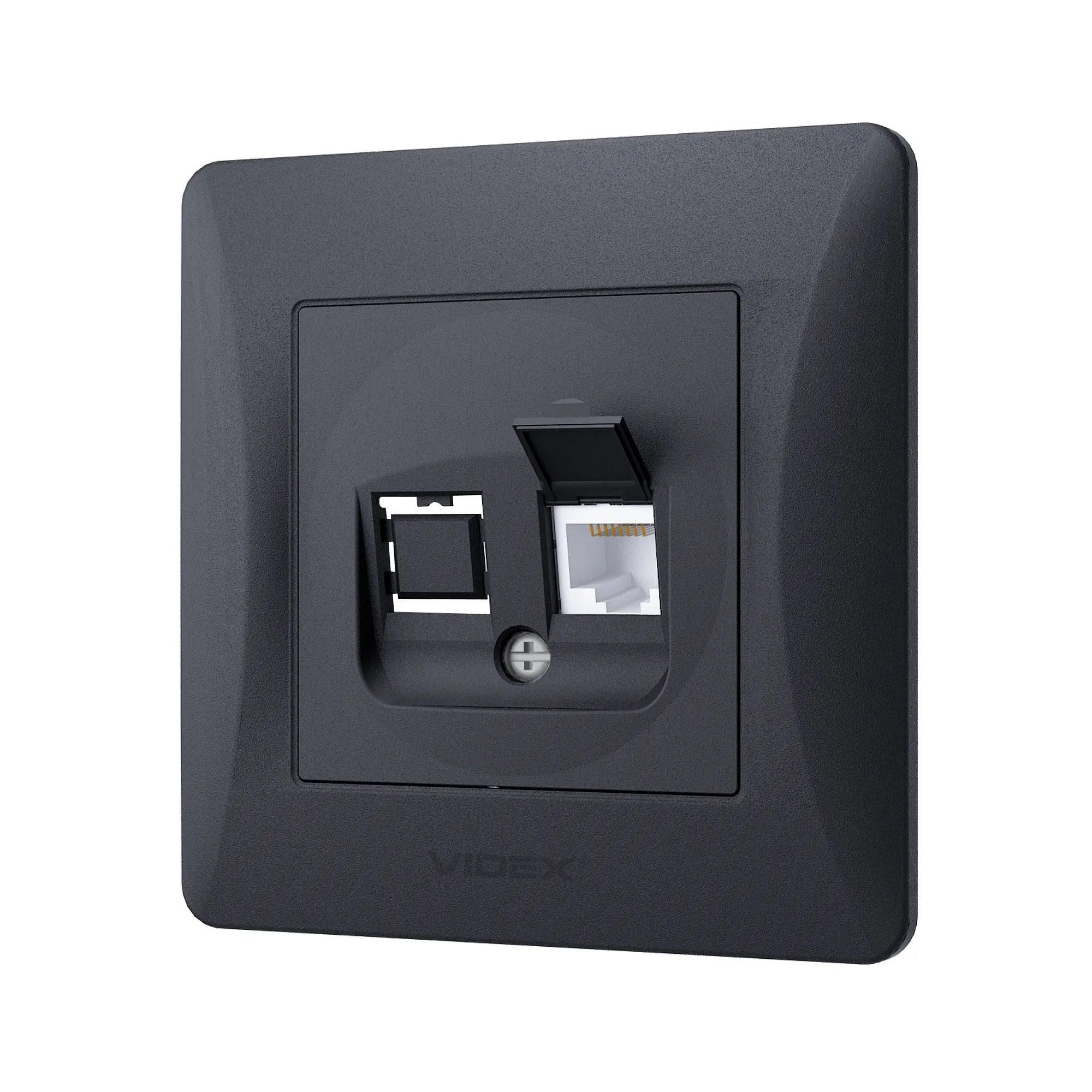 ⭐ Gniazdo komputerowe CAT6 pojedyncze czarne grafitowe VIDEX BINERA ⭐