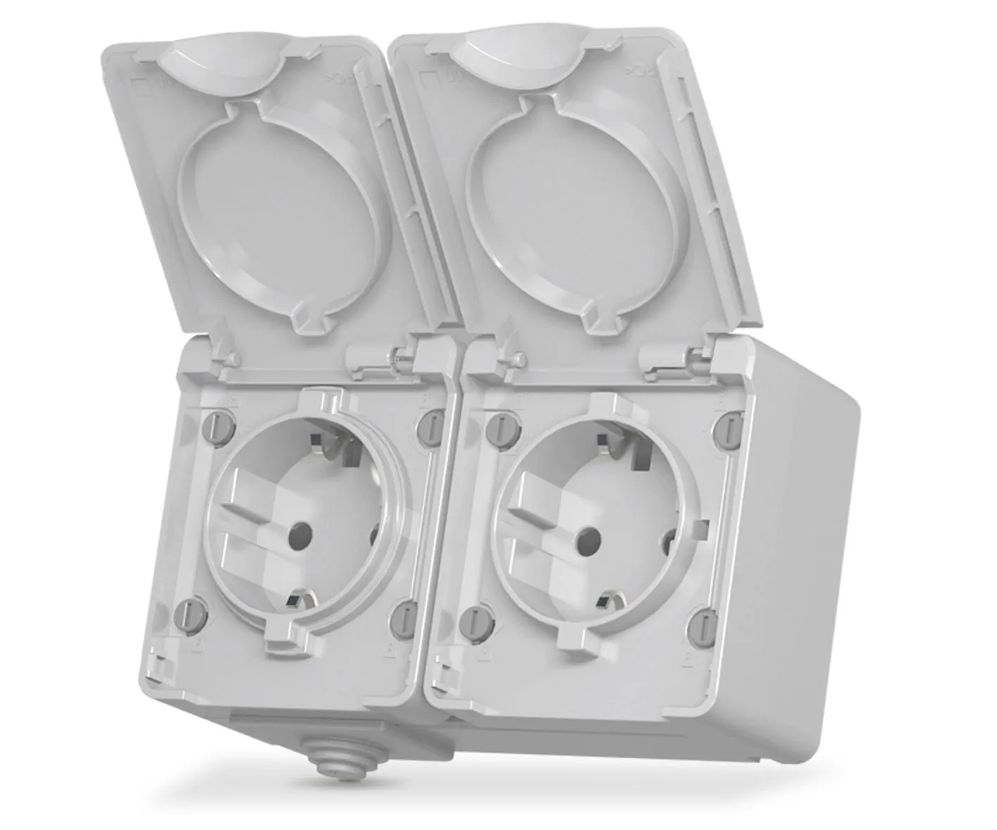 ⭐ Podwójne gniazdo z uziemieniem IP65 szare VIDEX BINERA ⭐