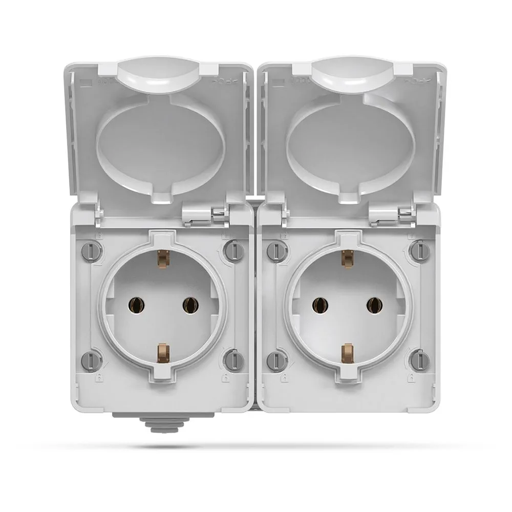 ⭐ Podwójne gniazdo z uziemieniem IP65 szare VIDEX BINERA ⭐
