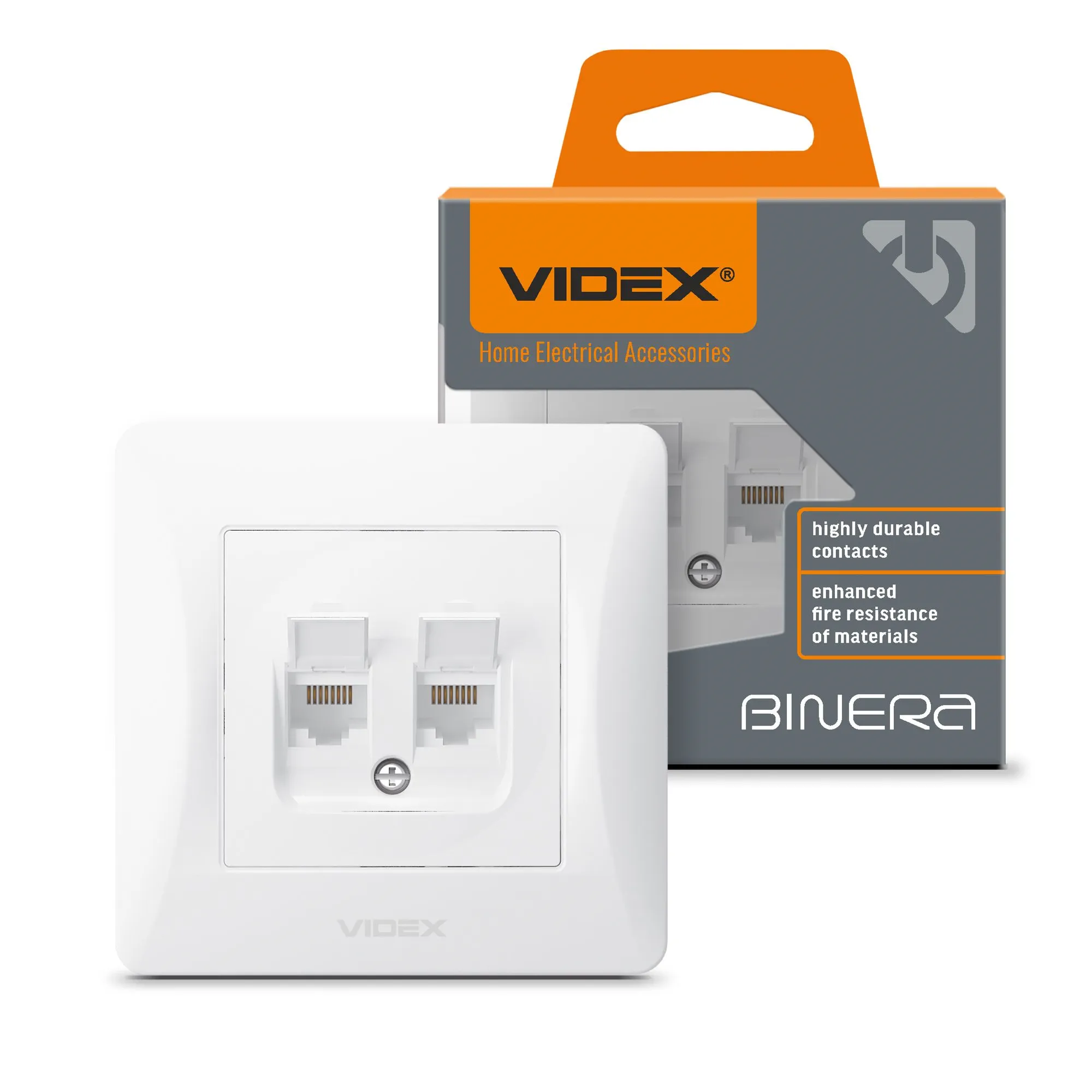 ⭐ Podwójne gniazdo komputerowe CAT6+CAT6 białe VIDEX BINERA ⭐