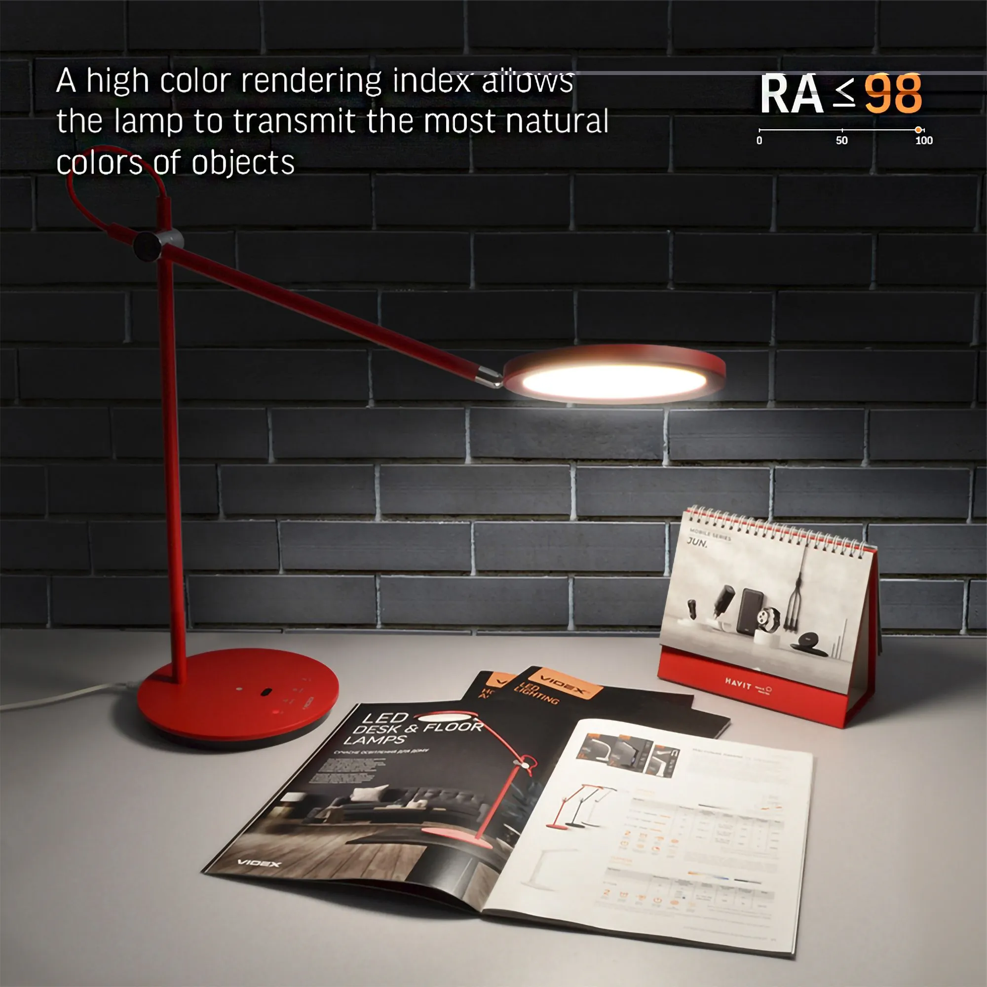 ⭐ Lampka biurkowa LED 20W VIDEX TF15R czerwona 4100K ⭐