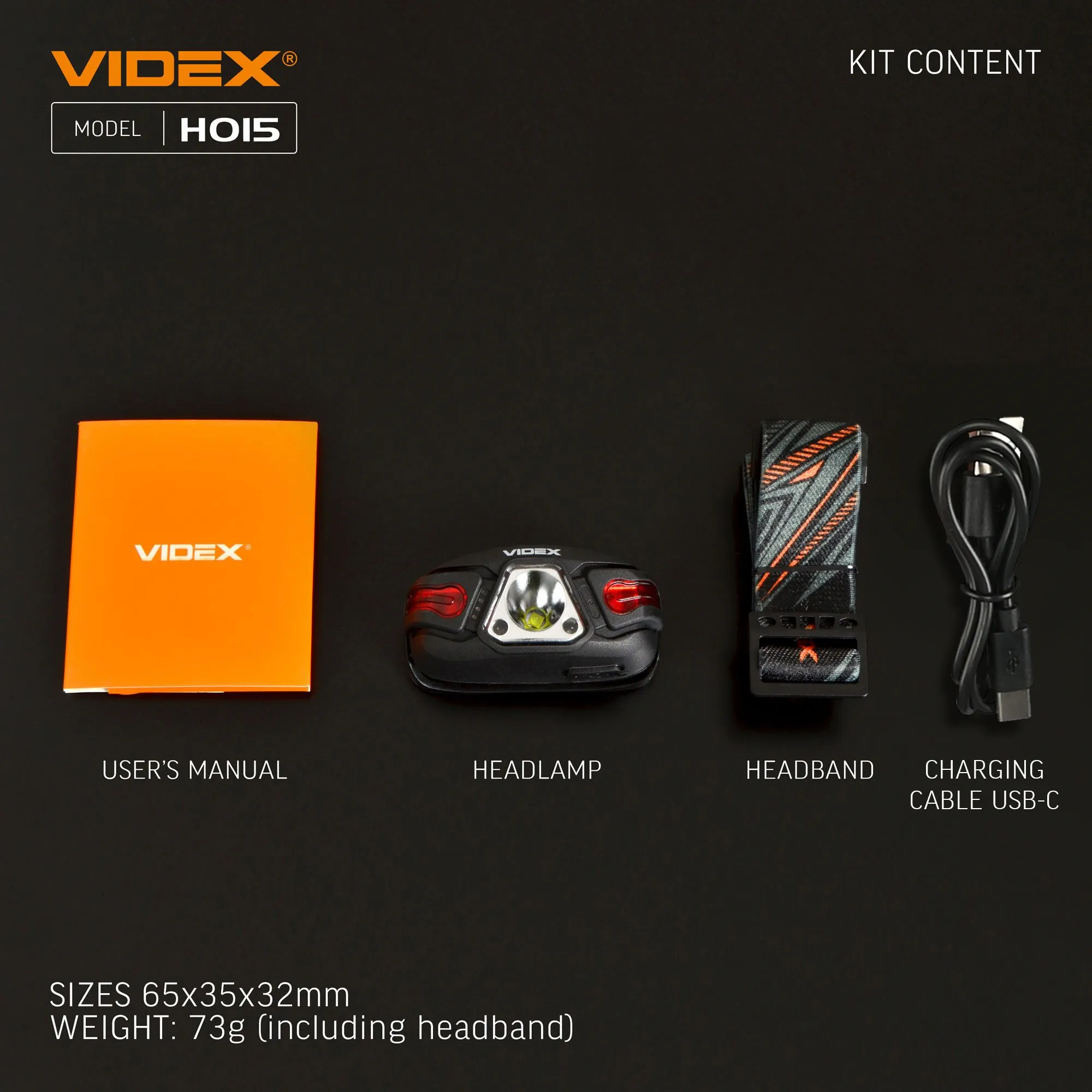 ⭐ Latarka czołowa LED VIDEX 330Lm 5000K USB-C IP67 ⭐