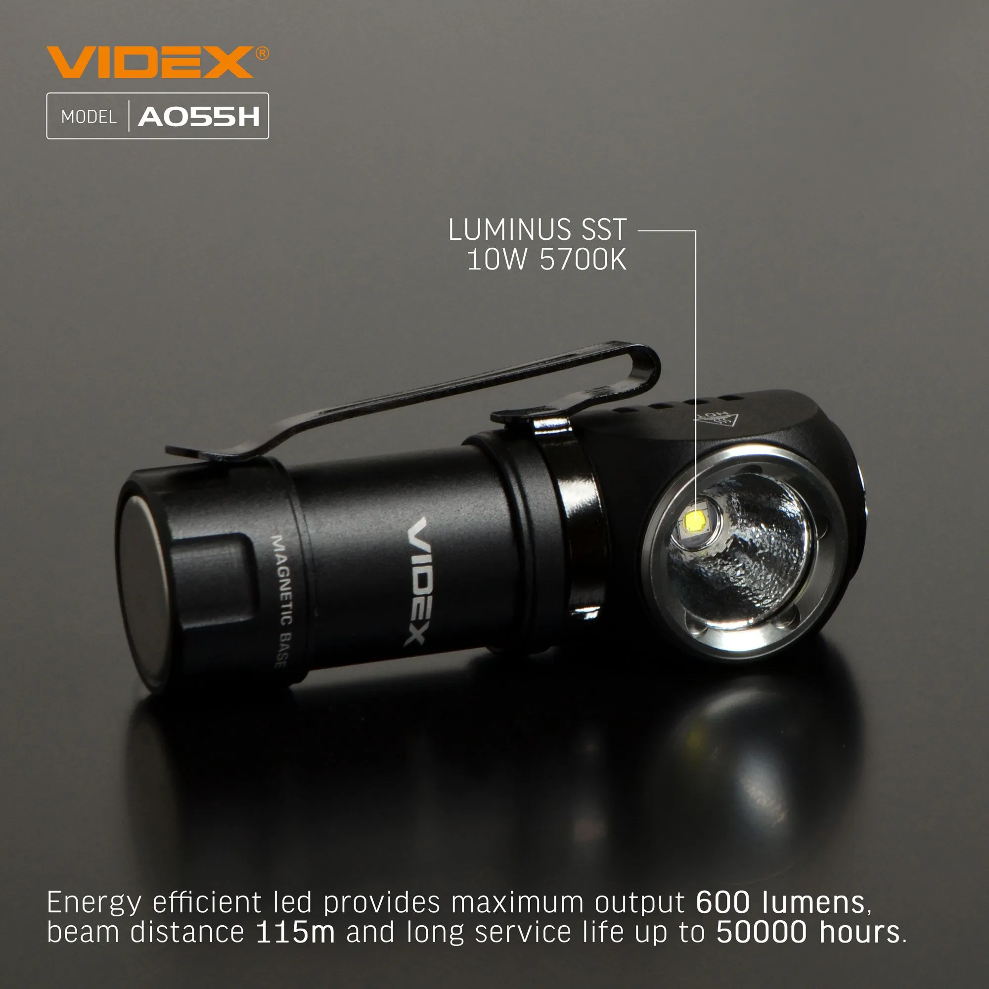 ⭐ Latarka LED przenośna VIDEX 600Lm 5700K IP68 ⭐