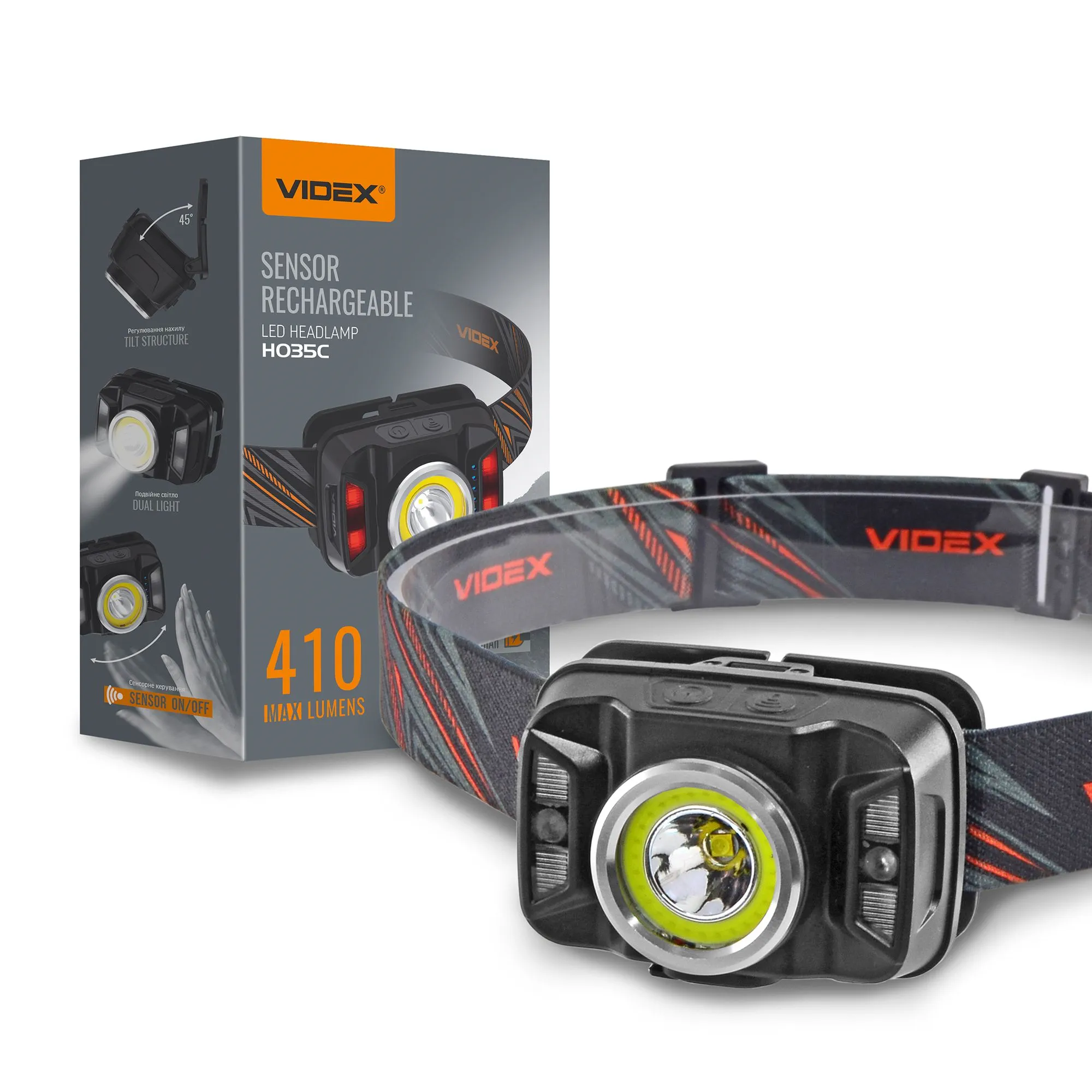 ⭐ Latarka czołowa LED VIDEX 410Lm 5000K USB-C ⭐