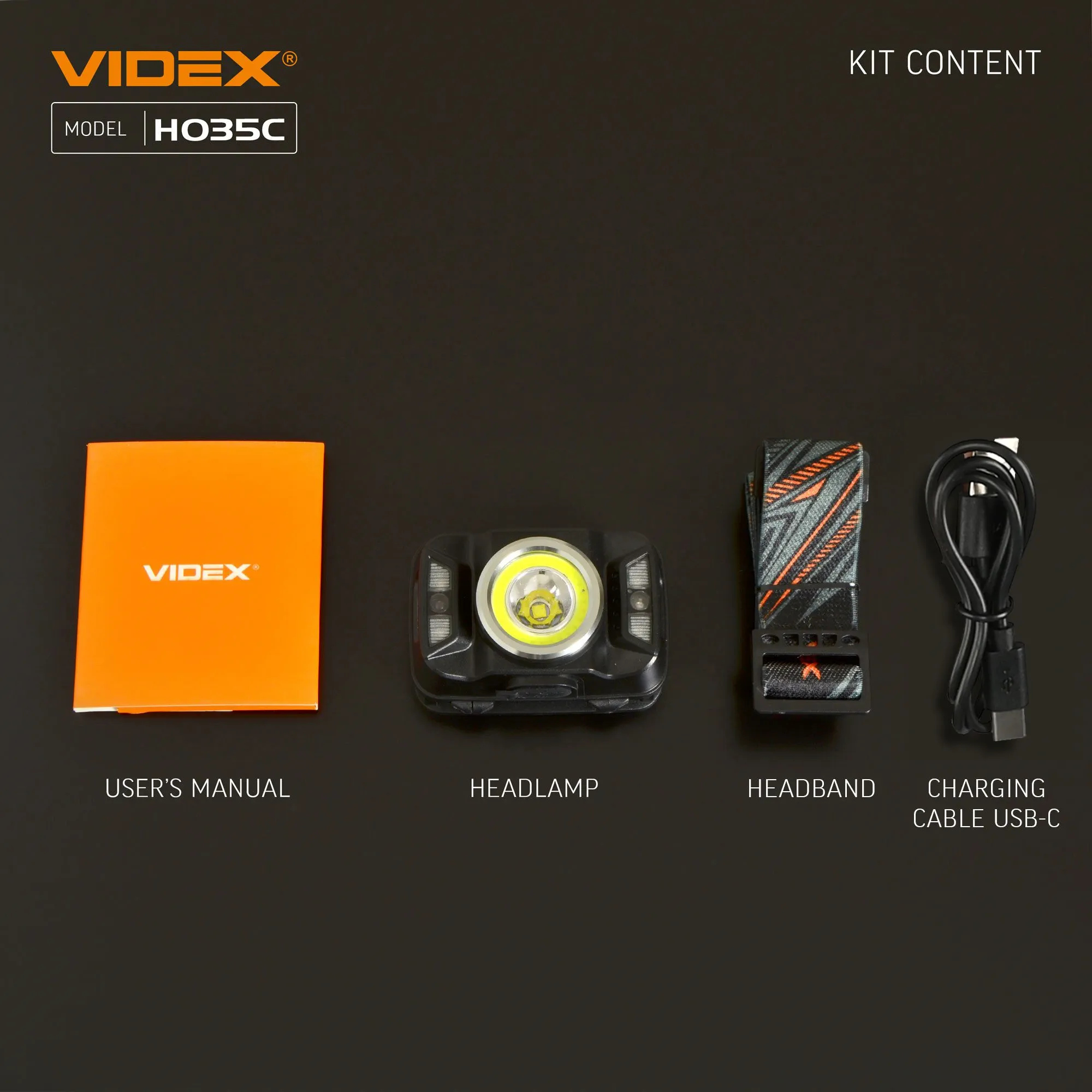 ⭐ Latarka czołowa LED VIDEX 410Lm 5000K USB-C ⭐