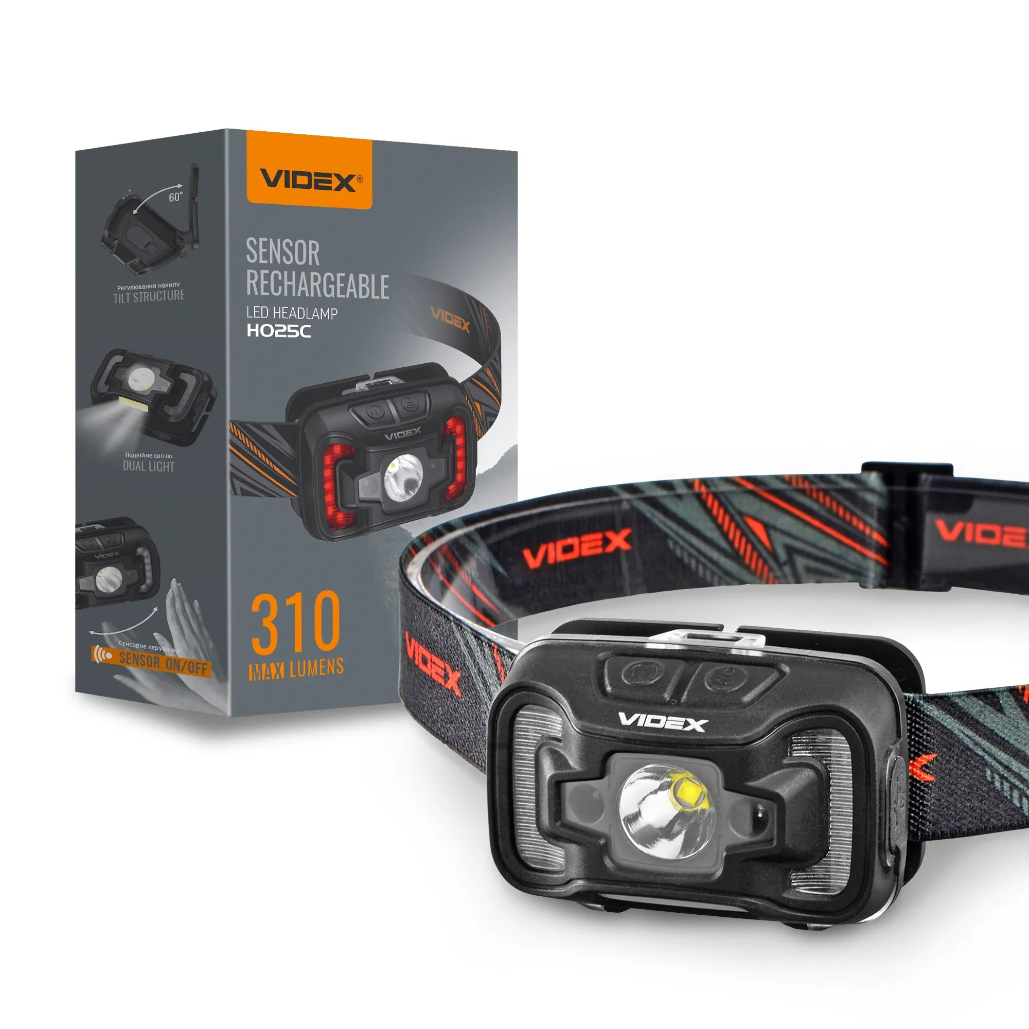 ⭐ Latarka czołowa LED VIDEX 310Lm 5000K USB-C ⭐