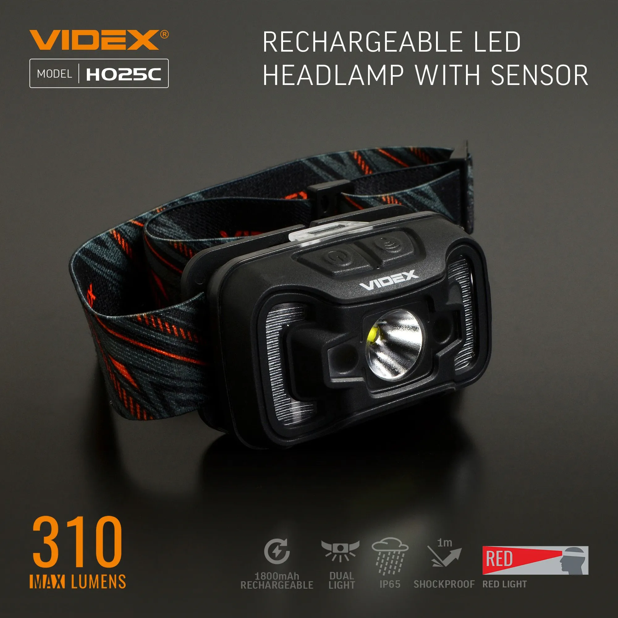 ⭐ Latarka czołowa LED VIDEX 310Lm 5000K USB-C ⭐