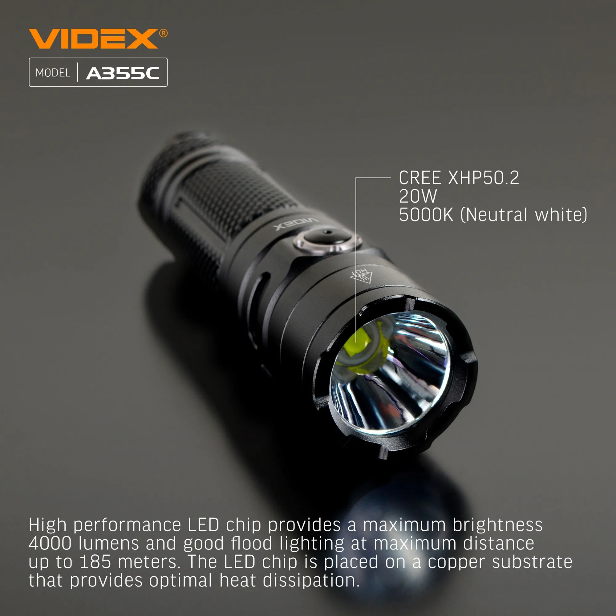 ⭐ Latarka LED przenośna VIDEX 4000Lm 5000K ⭐