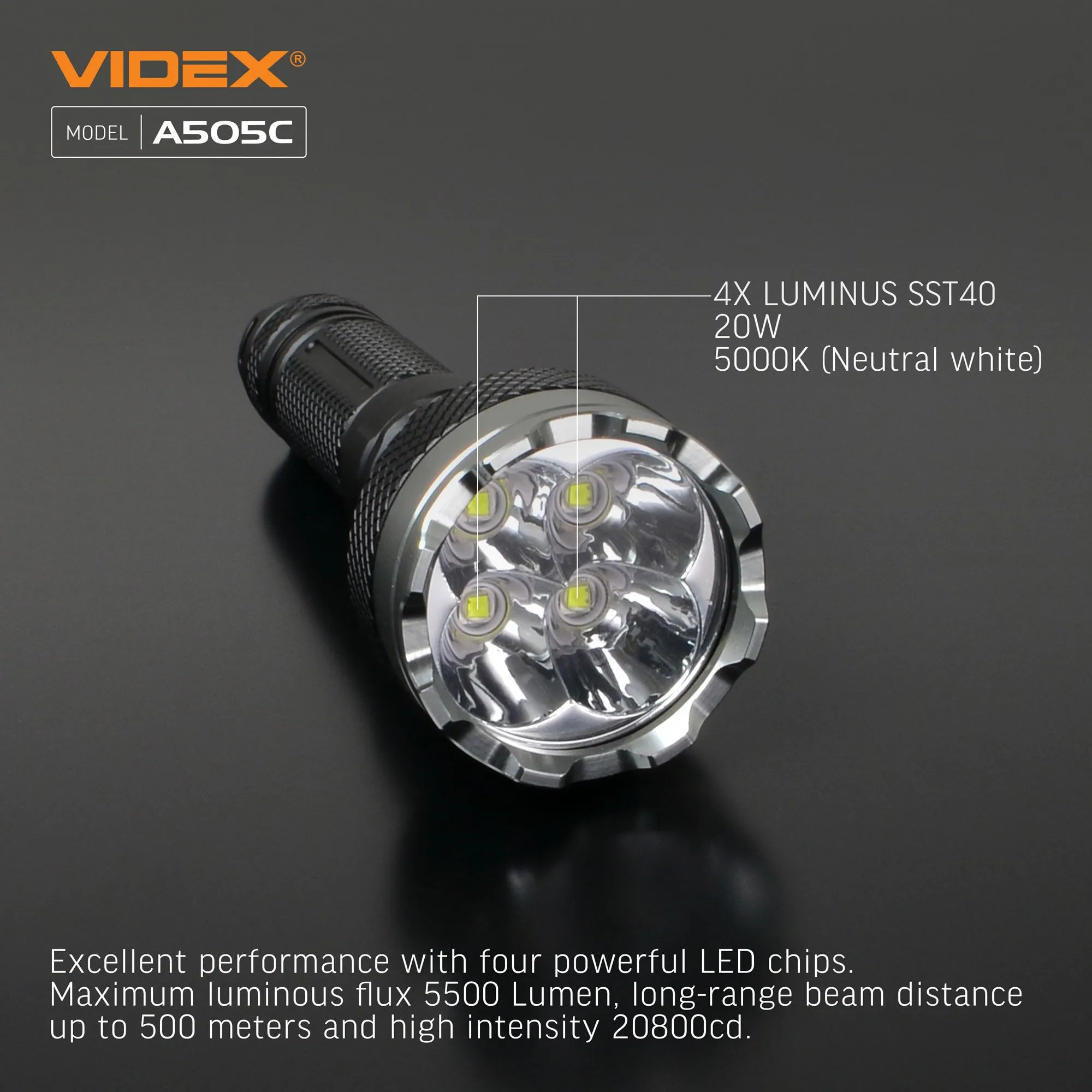 ⭐ Latarka LED przenośna VIDEX 5500Lm 5000K ⭐