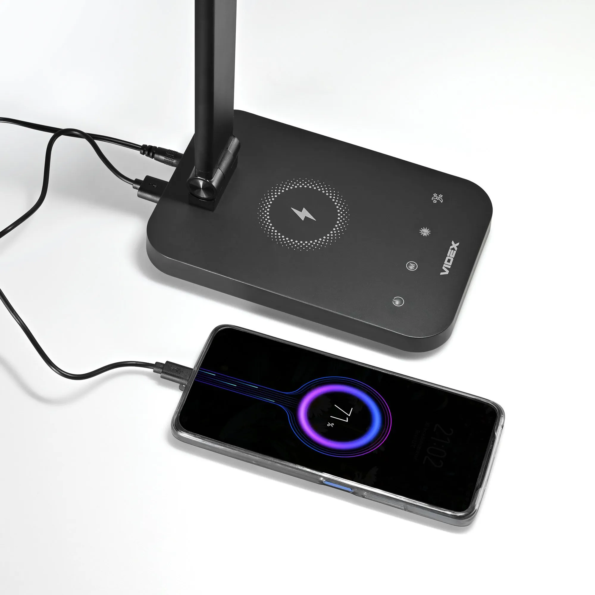 ⭐ Lampka biurkowa LED z ładowaniem bezprzewodowym VIDEX czarna ⭐