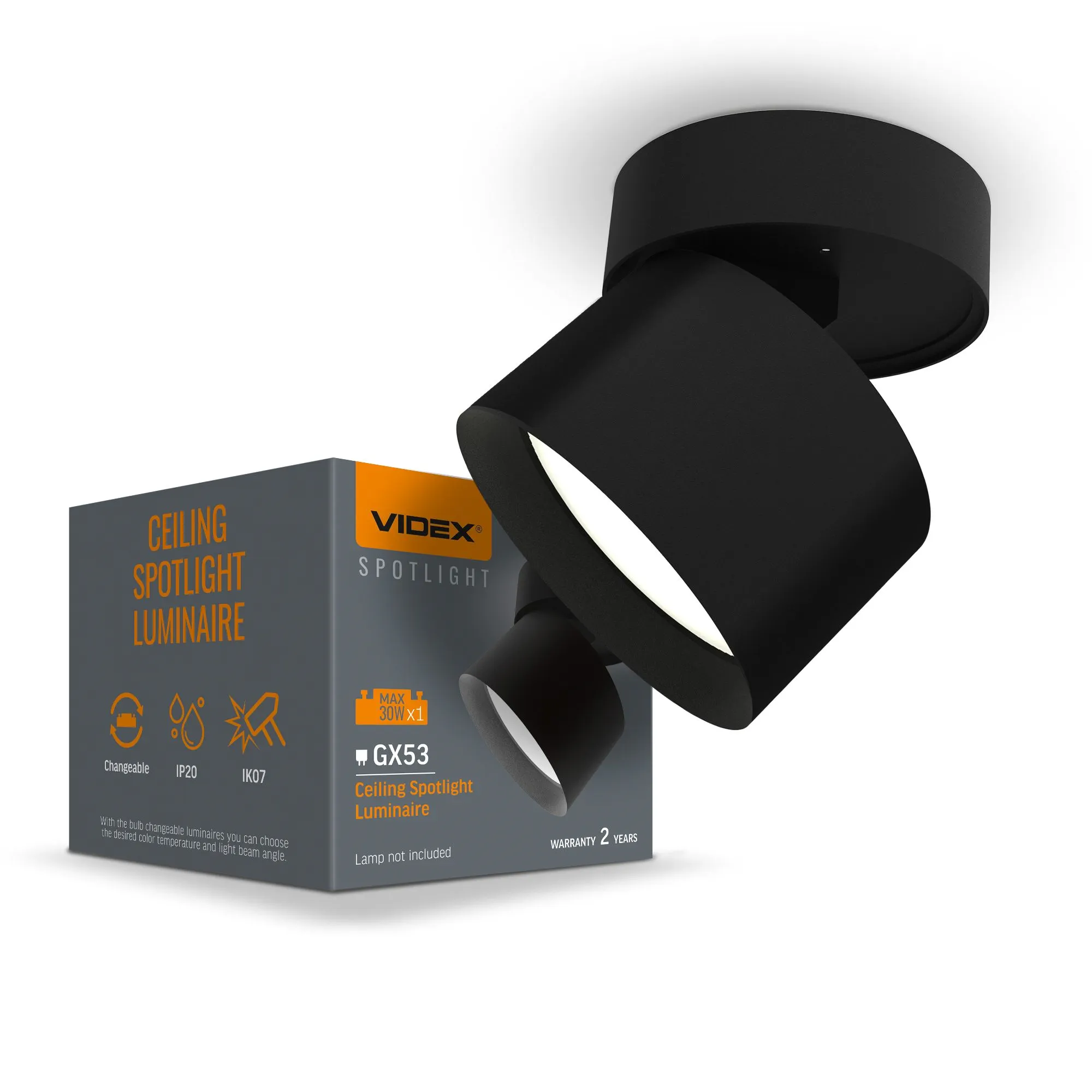 ⭐ Reflektor sufitowy VIDEX do lampy GX53 czarny ⭐