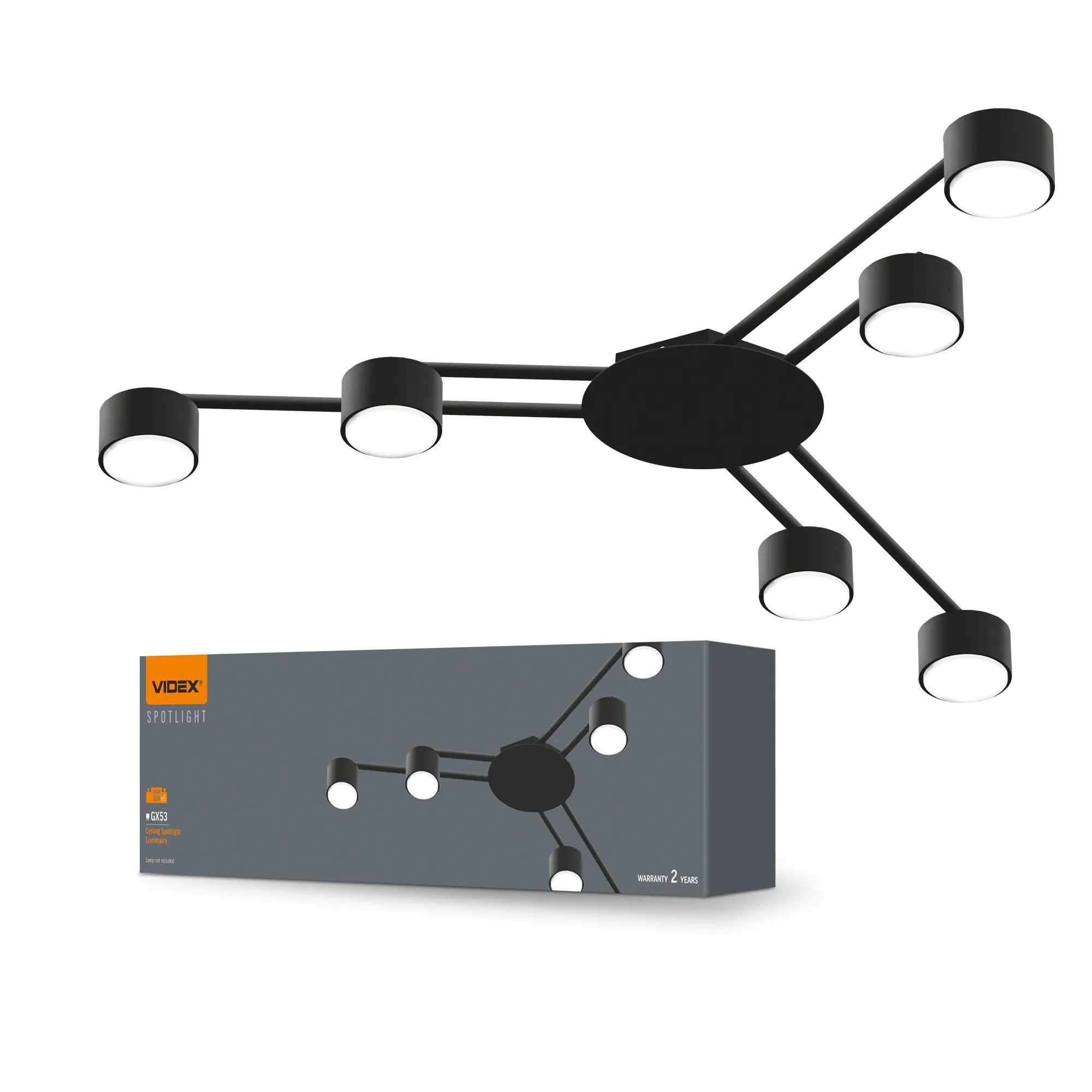 ⭐ Reflektor sufitowy VIDEX na 6x GX53 czarny ⭐