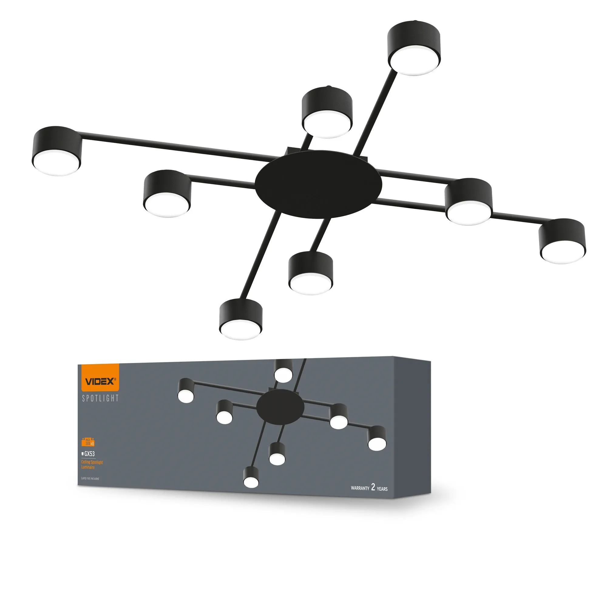 ⭐ Reflektor sufitowy VIDEX na 8x GX53 czarny ⭐