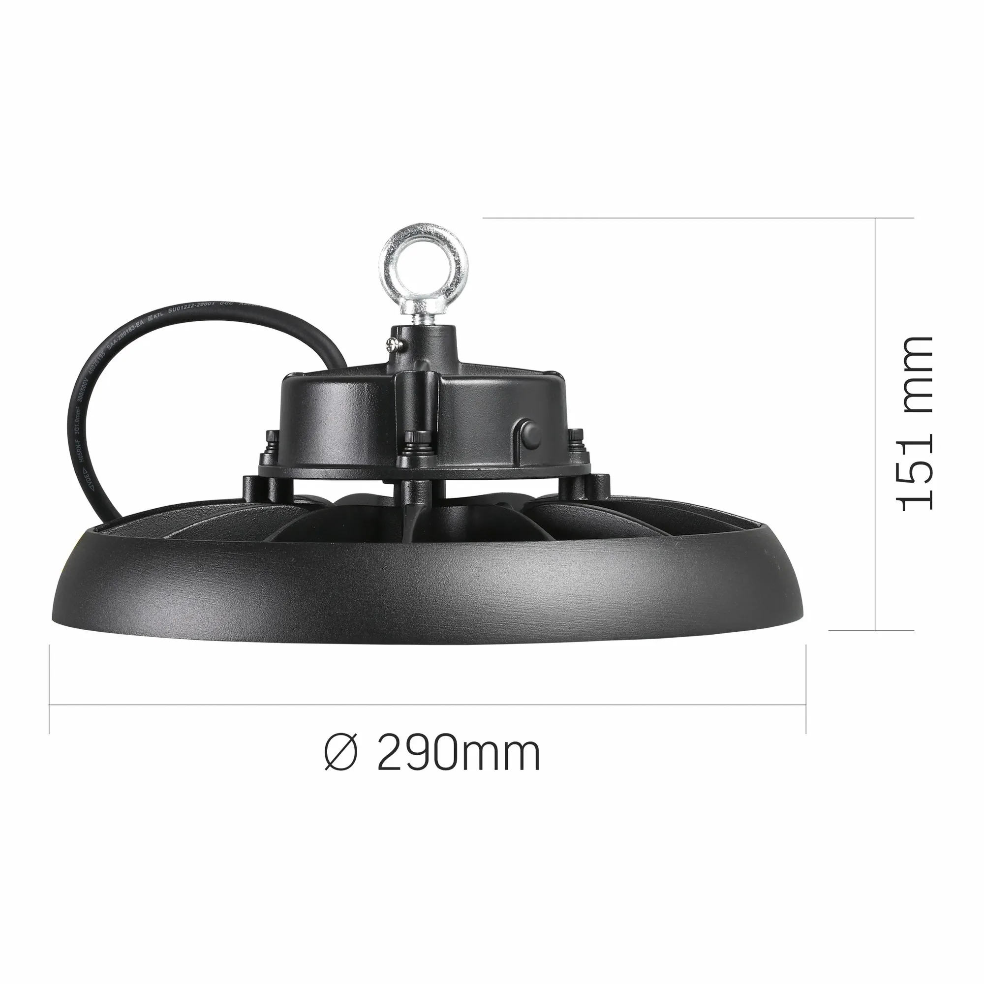 ⭐ Lampa przemysłowa LED High Bay 150W 5000K IP65 czarna ⭐