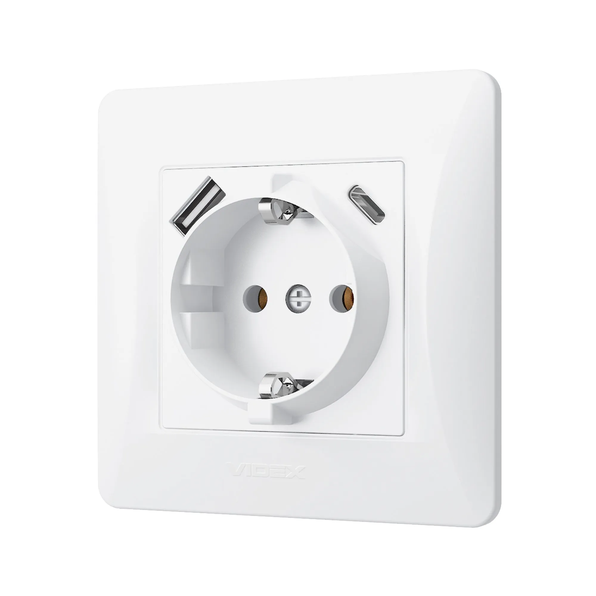 ⭐ Gniazdo pojedyncze z uziemieniem i portami USB-A + USB-C białe VIDEX BINERA ⭐