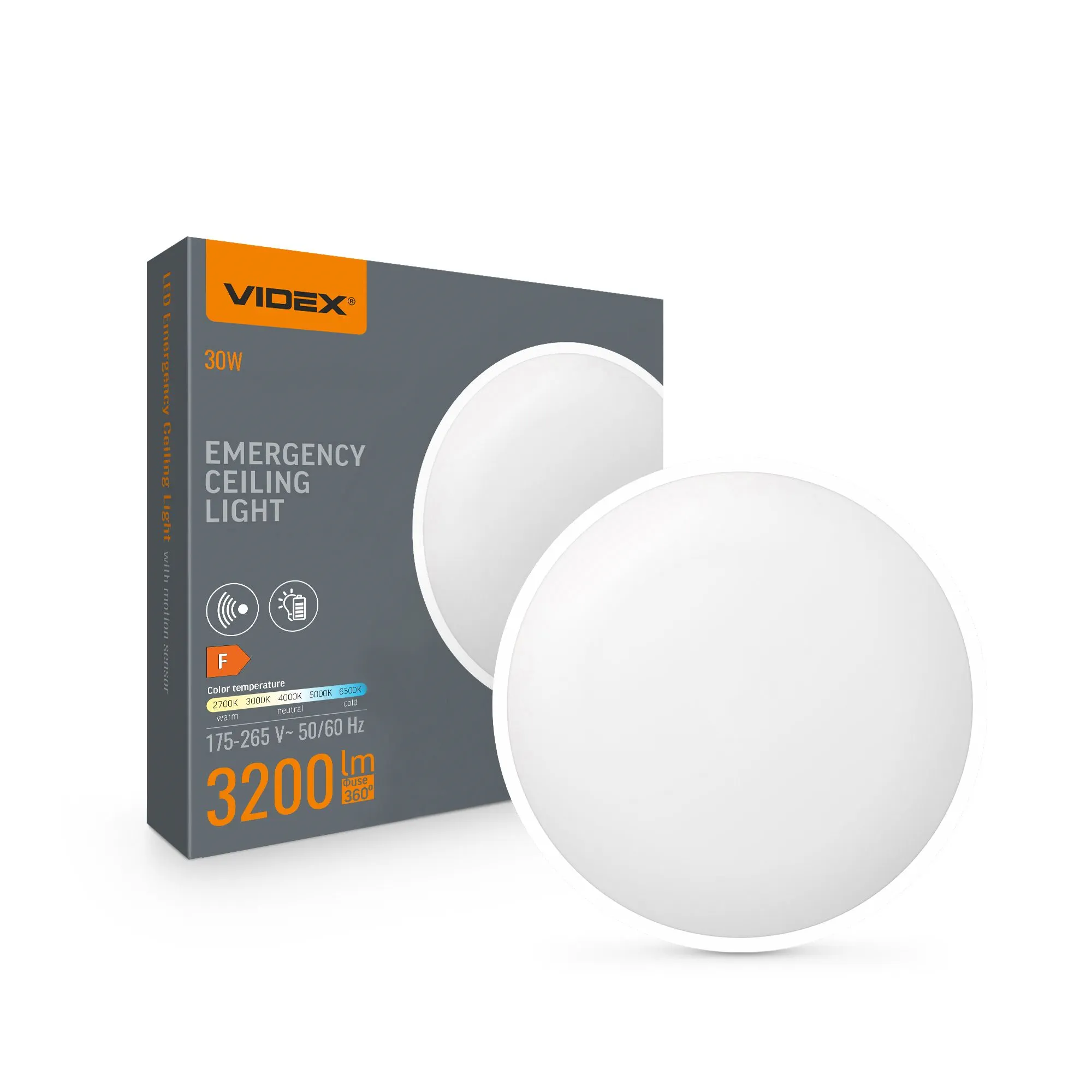 ⭐ LED awaryjna lampa sufitowa z czujnikiem ruchu VIDEX ⭐