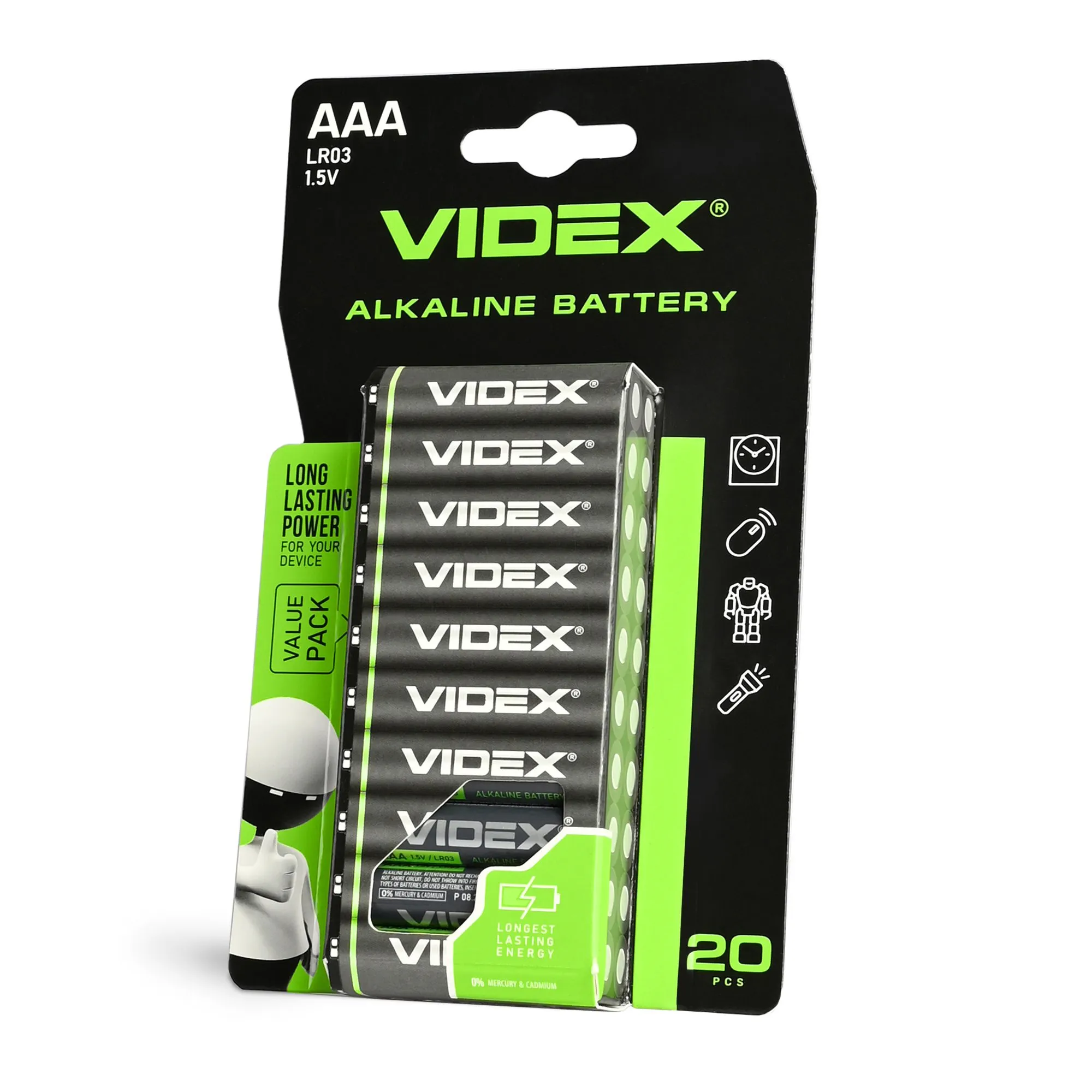 ⭐ Bateria alkaliczna VIDEX AAA 20 sztuk ⭐