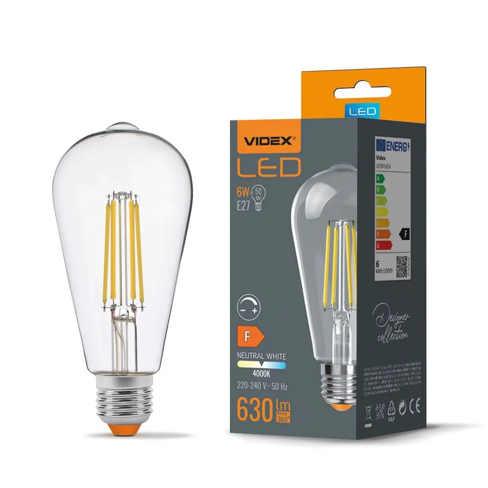 ⭐ Żarówka LED E27 ST64 6W 4000K 630lm ściemnialna ⭐