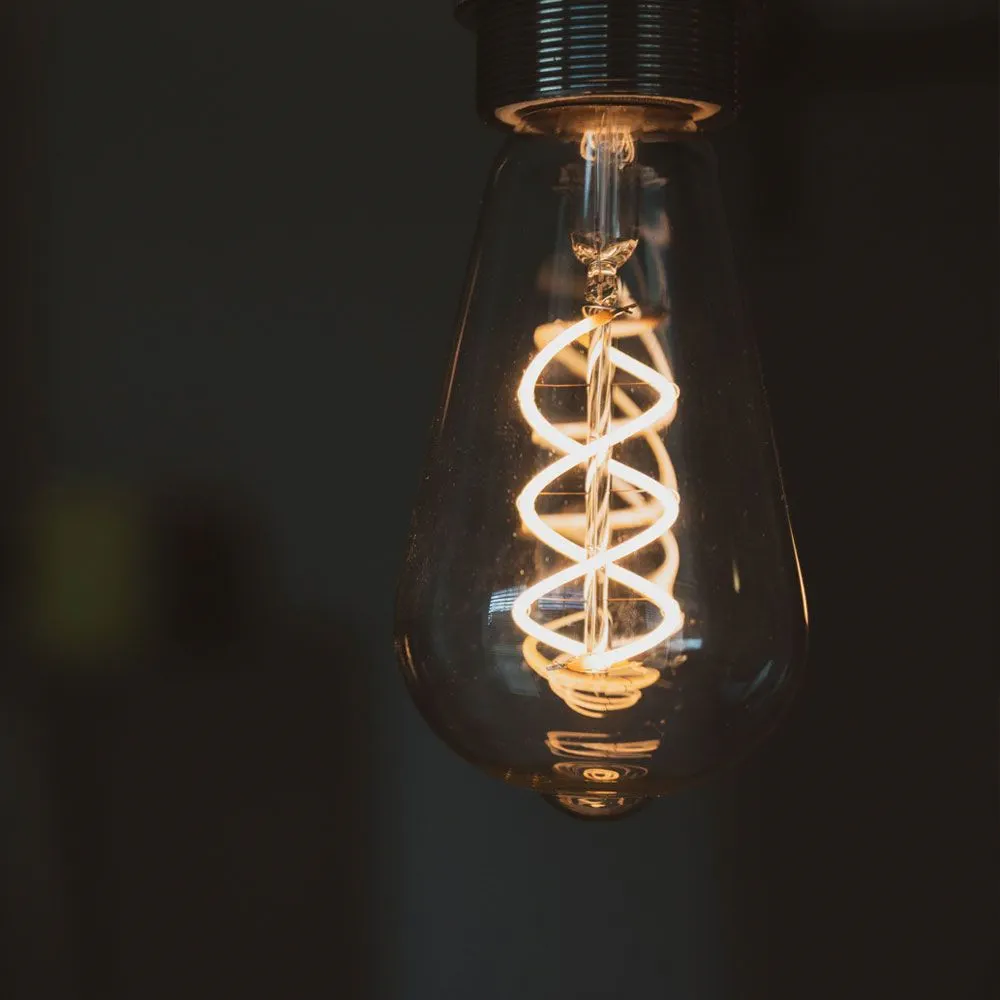 ⭐ Żarówka LED E27 ST64 4W Spiralna Ciepła Grafit ⭐