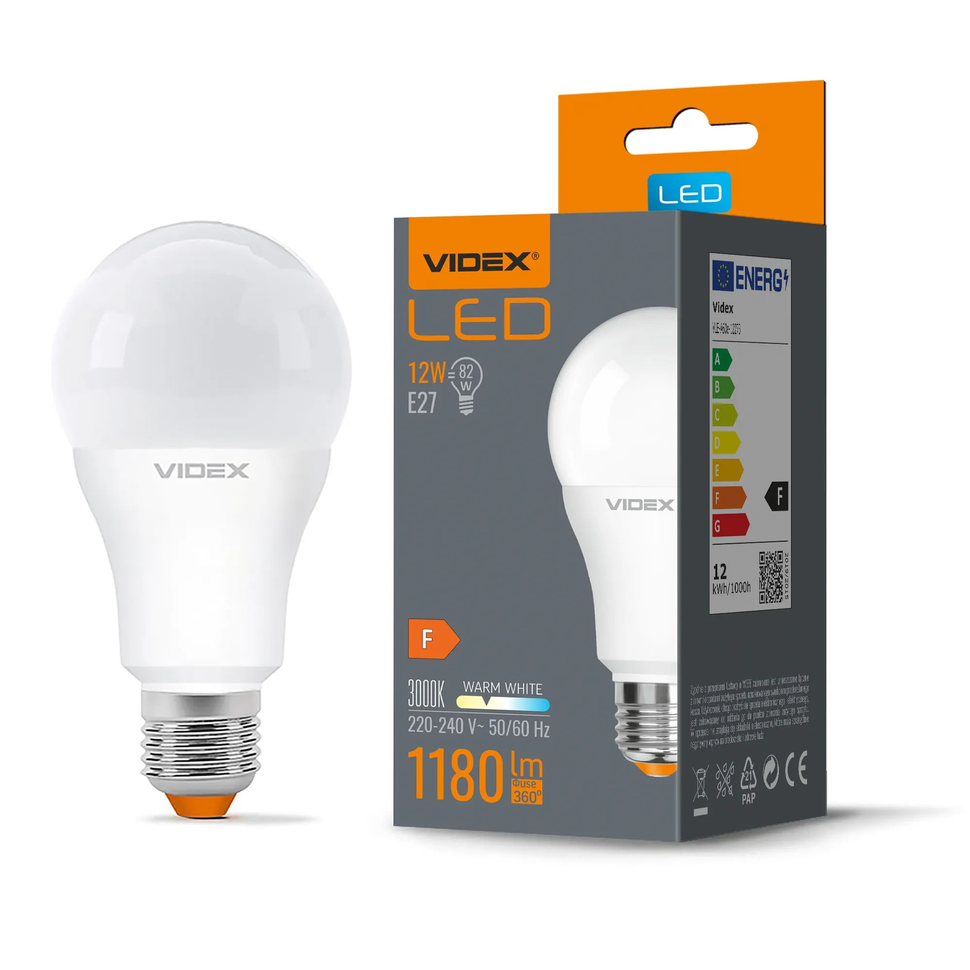 ⭐ Żarówka LED VIDEX E27 A60 12W ciepła biel ⭐