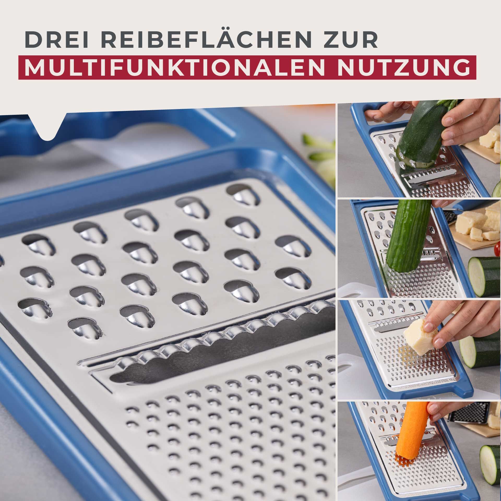 Uniwersalna tarka Essential, niebieska - wszechstronność w kuchni