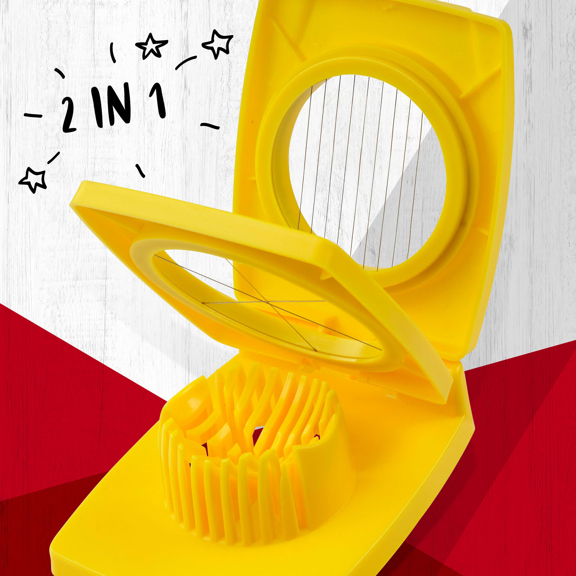 Obierak do jajek Duo – wygodne krojenie w ćwiartki i plastry