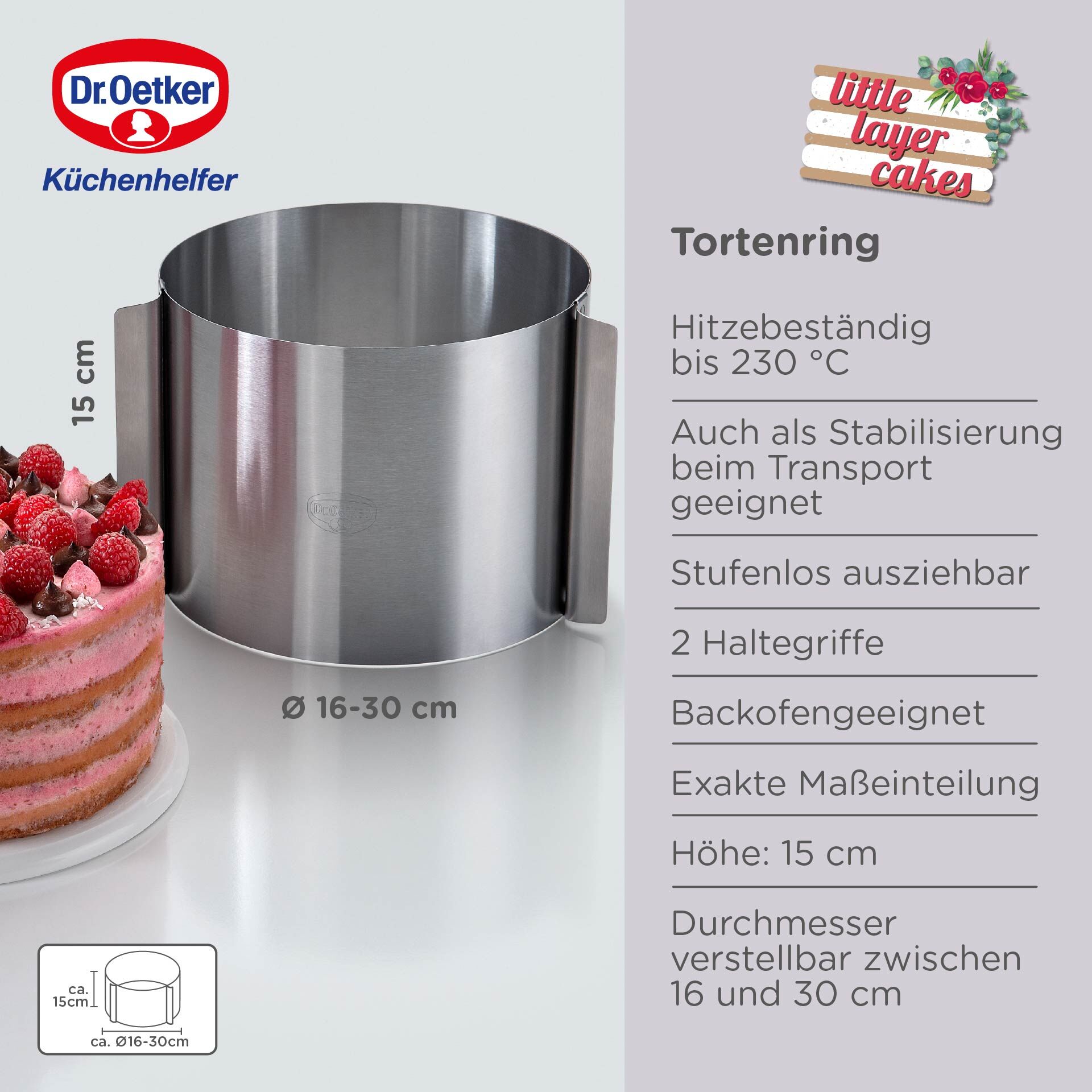 Regulowany pierścień do tortów 15 cm - idealny do warstwowych wypieków