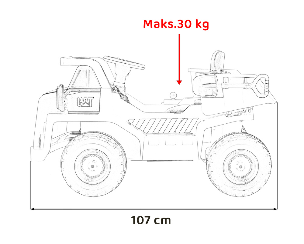 Wywrotka Caterpillar na akumulator dla dzieci Żółty + Ruchomy kiper + Łopatka + Megafon + Audio LED + Ekoskóra