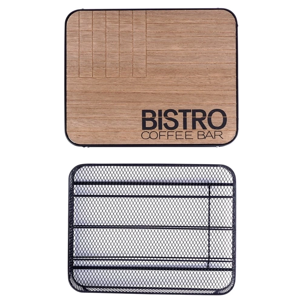 Organizer na kapsułki do kawy metalowy czarny BISTRO 30,5x24x6,5 cm