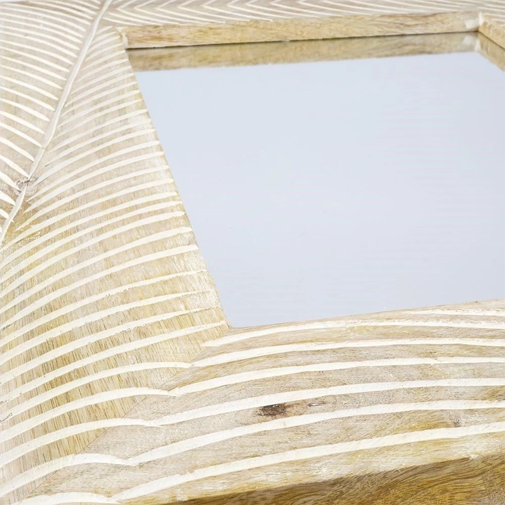 Lustro ścienne drewniane beżowe 40x50 cm