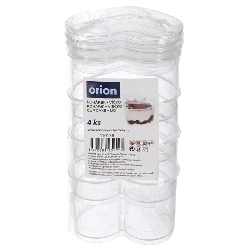 Pucharki na desery, przekąski z pokrywkami 130 ml 4 szt.