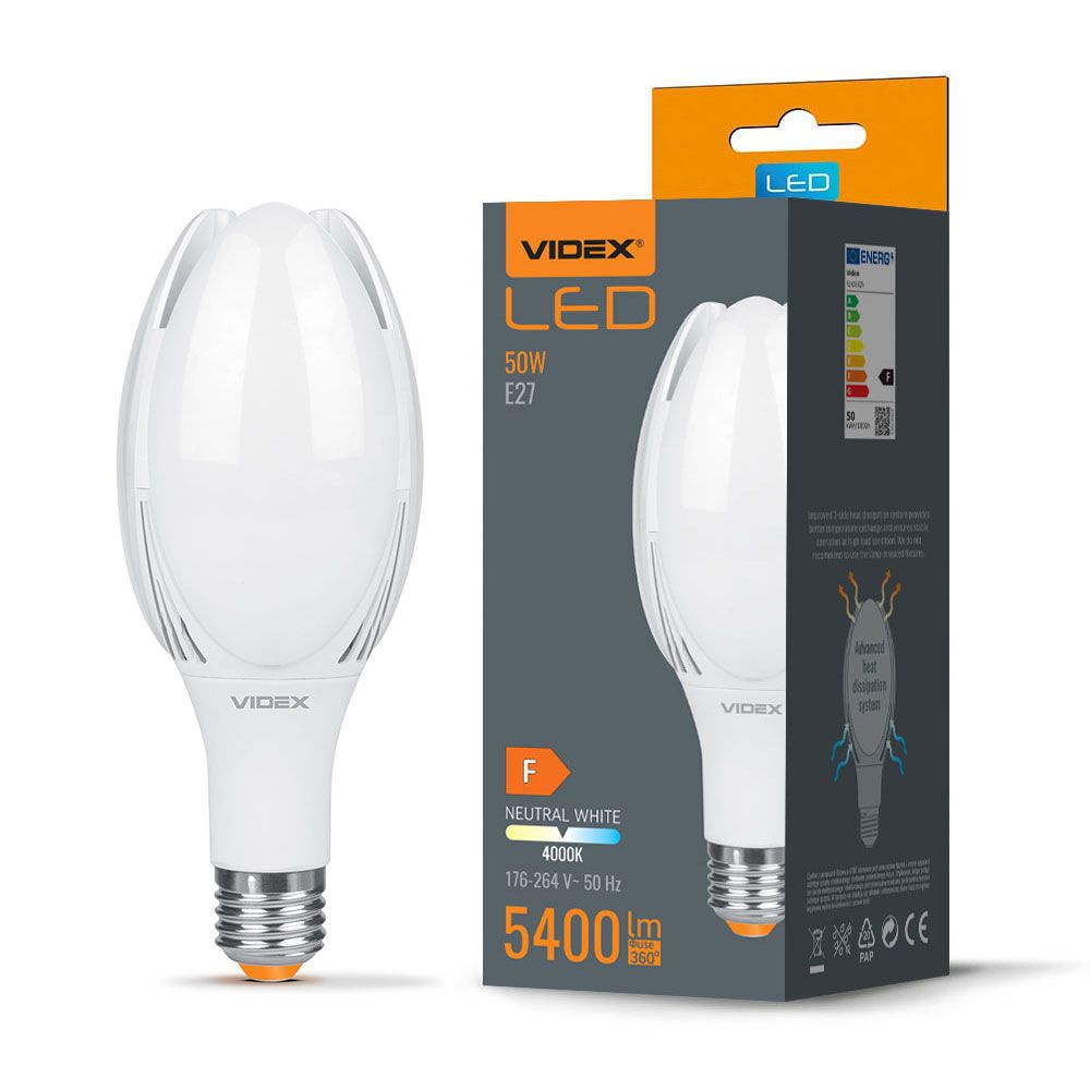 MOCNA LED Żarówka E27 PRAWDZIWE 50W 5400lm 4000K przemysłowa mleczna