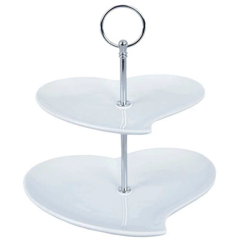 Patera porcelanowa biała 2-piętrowa 21 cm