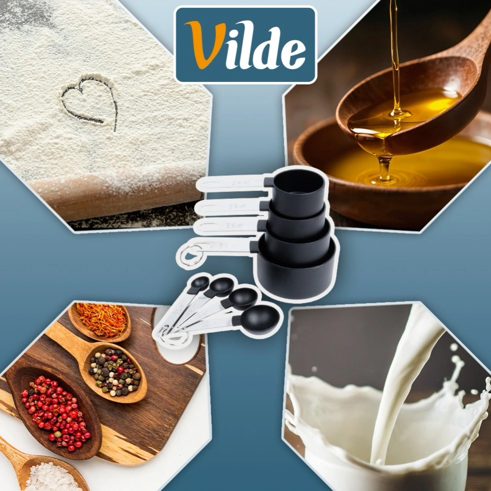 Miarki kuchenne czarne 8 szt.