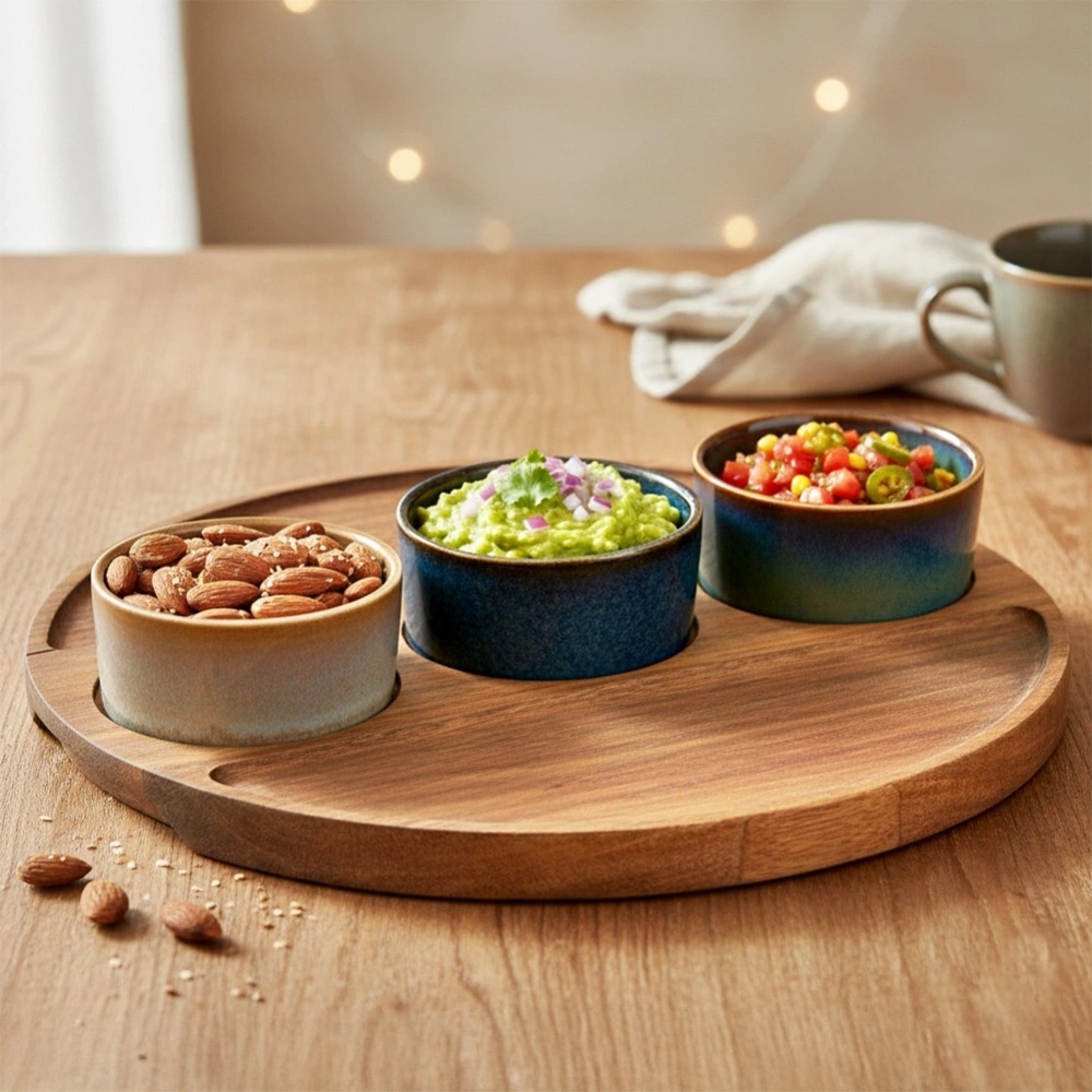 Miseczki na przekąski ceramiczne na tacy 4 el.