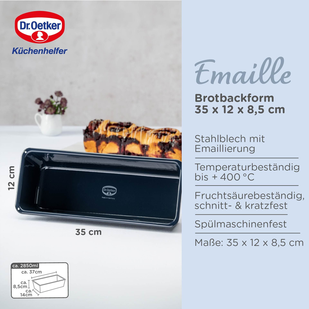 Forma do pieczenia chleba ciast emaliowana 35x12x8,5 cm Dr. Oetker