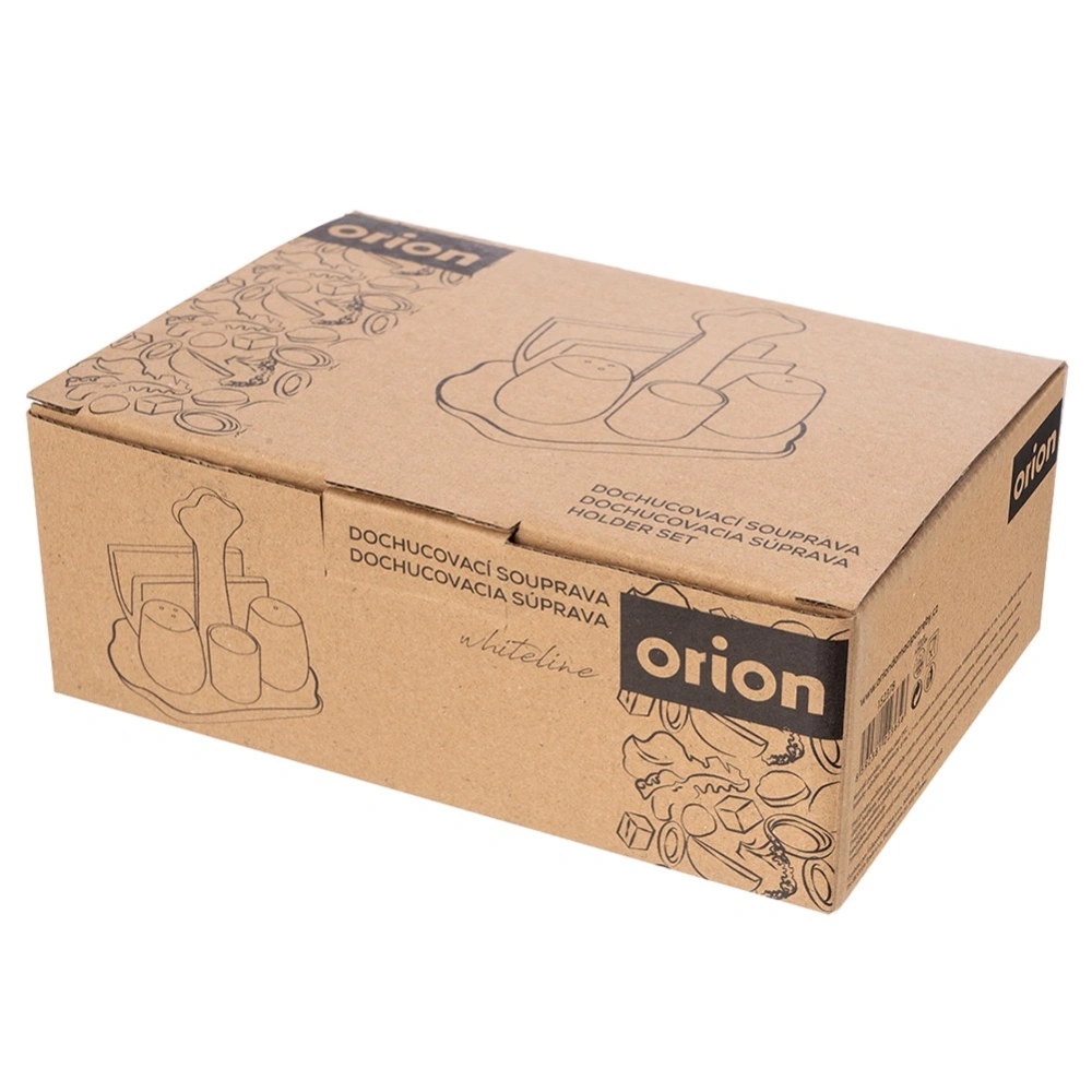 Solniczka i pieprzniczka porcelanowa ze stojakiem i serwetnikiem WHITELINE 5 el.