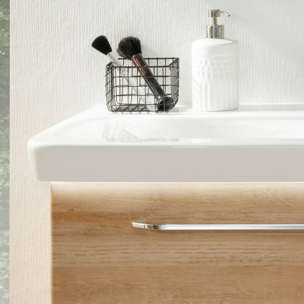 Szafka 80 cm sękaty dąb z umywalką ceramiczną Milano Fackelmann
