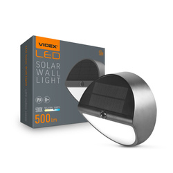 SOLARNA LAMPA ŚCIENNA LED Z CZUJNIKIEM RUCHU VIDEX 500Lm 5000K czarna