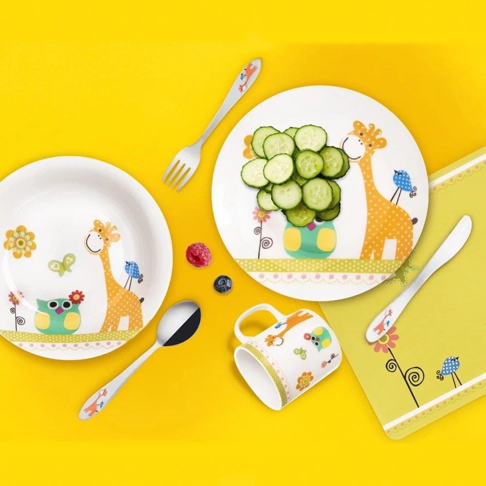 Zestaw śniadaniowy dziecięcy porcelanowy ŻYRAFA 3 el.