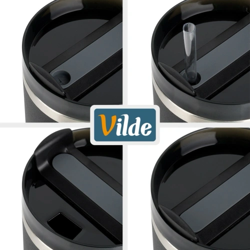 Kubek termiczny stalowy czarny z uchwytem 1,2 l