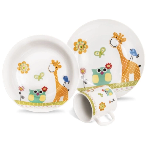 Zestaw śniadaniowy dziecięcy porcelanowy ŻYRAFA 3 el.