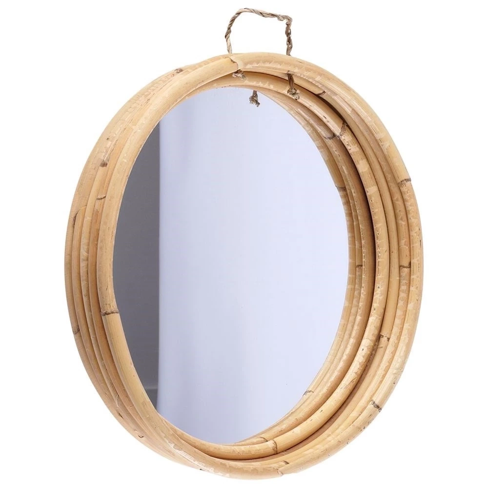 Lustro ścienne rattanowe okrągłe 30 cm
