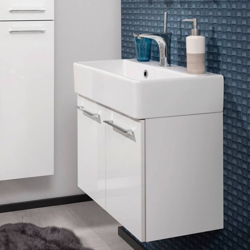 Zestaw białych mebli łazienkowych z umywalką ceramiczną 60 cm Lima Fackelmann