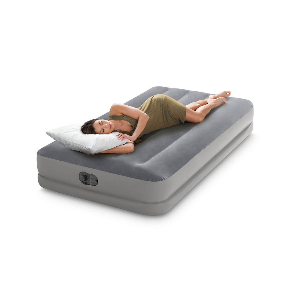 Materac welurowy dmuchany z wbudowaną pompką USB 99 x 191 x 30 cm INTEX 64112