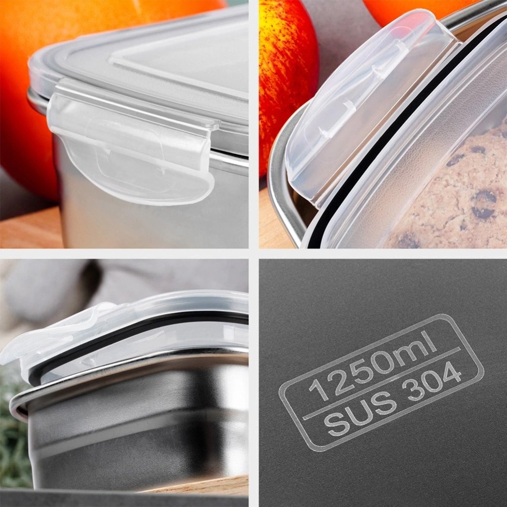 Pojemnik na żywność stalowy z pokrywką i uszczelką 1,25 l